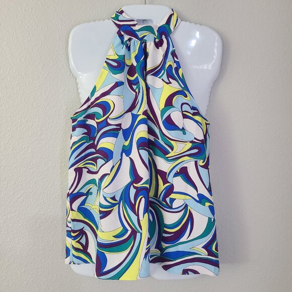 Express women's multi colored swirl print sleeveless halter top size small NWT - Picture 1 of 7